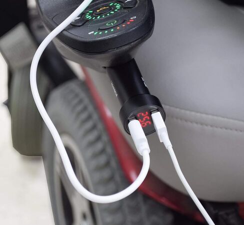 AlveyTech XLR Dual Port USB Charging Adapter with Digital Voltage Meter - for Power Chairs, Mobility Scooters, Electric Wheelchair, E-Bike, Medical Scooter Charger Adaptor Accessories, Fast Charge in Saudi Arabia