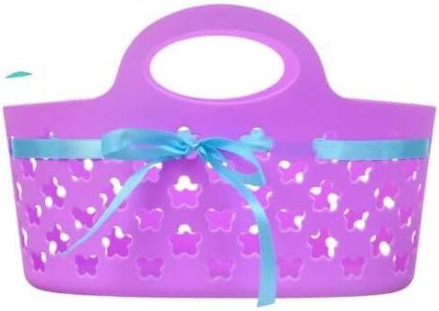 Sunshine's Spot, LLC سلال عيد الفصح البلاستيكية البيضاوية مع شرائط، 8.375x11.625x7.5 بوصة، 4 سلال هدايا عيد الفصح البلاستيكية، سلال عيد الفصح البلاستيكية أصفر أزرق أخضر وردي in Kuwait