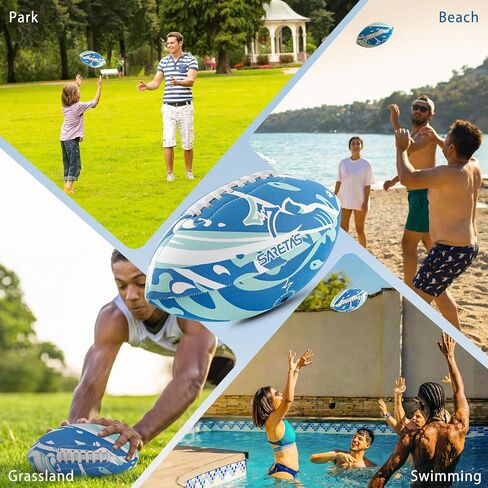 Football Waterproof Size 9(11.5’’) Footballs, Water Pool Beach Soft Football Ball, Adults Outdoor Indoor Floating Vacation Grip Football, Wave Design Football with Pump in Saudi Arabia