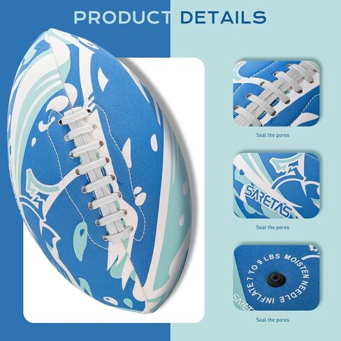 Football Waterproof Size 9(11.5’’) Footballs, Water Pool Beach Soft Football Ball, Adults Outdoor Indoor Floating Vacation Grip Football, Wave Design Football with Pump in Saudi Arabia
