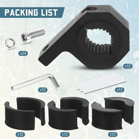12 Pcs Light Bar Mounts Bar Clamp Kits LED Light Bar Mounting Brackets Tube Clamp for 1", 1.5", 1.75", 2" Roof Rack Bull Bar Roll Cage, Off Road Vehicles ATV UTV Trucks, Black(Novelty) in Saudi Arabia