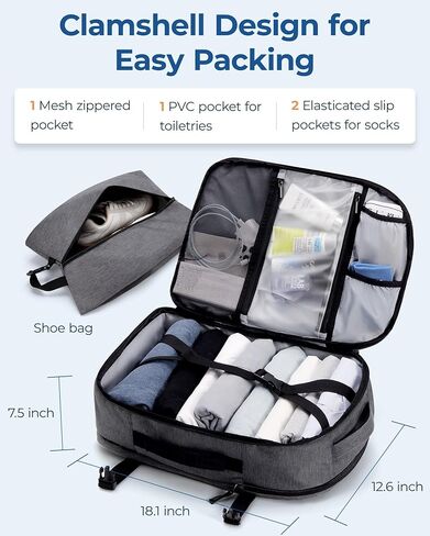 BAGSMART Travel Backpack for Women Men, 40L Flight Approved Carry on Backpack with Shoe Bag, TSA Large Personal Item Backpack with 17 Inch Laptop Compartment, Weekender Suitcase for Travel, Beige in Saudi Arabia