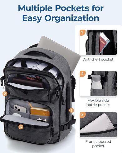 BAGSMART Travel Backpack for Women Men, 40L Flight Approved Carry on Backpack with Shoe Bag, TSA Large Personal Item Backpack with 17 Inch Laptop Compartment, Weekender Suitcase for Travel, Beige in Saudi Arabia