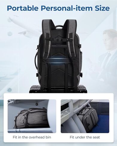 BAGSMART Travel Backpack for Women Men, 40L Flight Approved Carry on Backpack with Shoe Bag, TSA Large Personal Item Backpack with 17 Inch Laptop Compartment, Weekender Suitcase for Travel, Beige in Saudi Arabia