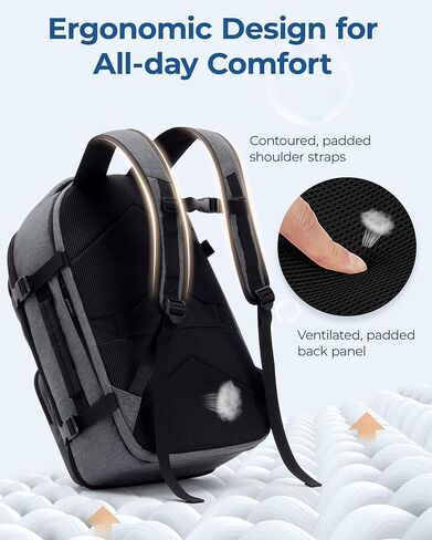 BAGSMART Travel Backpack for Women Men, 40L Flight Approved Carry on Backpack with Shoe Bag, TSA Large Personal Item Backpack with 17 Inch Laptop Compartment, Weekender Suitcase for Travel, Beige in Saudi Arabia
