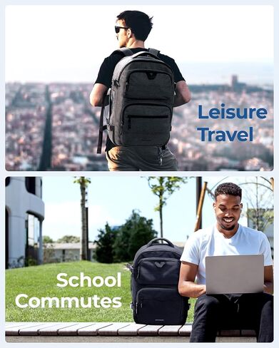 BAGSMART Travel Backpack for Women Men, 40L Flight Approved Carry on Backpack with Shoe Bag, TSA Large Personal Item Backpack with 17 Inch Laptop Compartment, Weekender Suitcase for Travel, Beige in Saudi Arabia