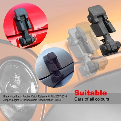مجموعة أدوات تحرير مزلاج غطاء محرك السيارة الأسود تناسب سيارات جيب رانجلر TJ 2007-2016 تتضمن كلا من مقابض غطاء المحرك G014JP in Kuwait