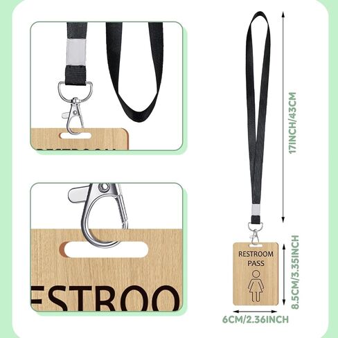 Sabary 6 Sets Rustic Passes with Lanyards Farmhouse School Passes Unbreakable Wooden Passes for Classrooms Office Preschool Teacher Nurse Supplies Gift (Female Restroom Pass) in Kuwait