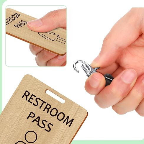 Sabary 6 Sets Rustic Passes with Lanyards Farmhouse School Passes Unbreakable Wooden Passes for Classrooms Office Preschool Teacher Nurse Supplies Gift (Female Restroom Pass) in Kuwait
