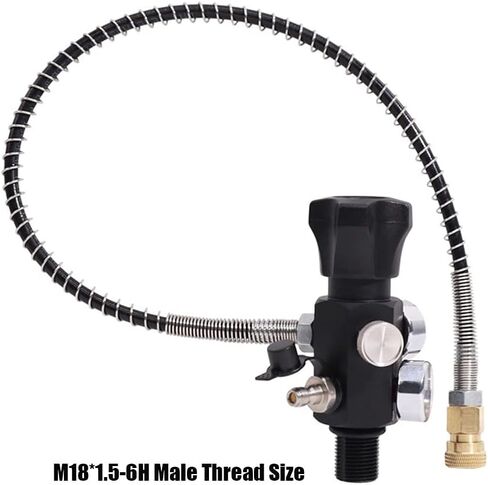 IORMAN 300bar / 4500psi ارتفاع ضغط كرات الطلاء CO2 خزان الهواء المضغوط DIN صمام قياس ومحطة تعبئة مع خرطوم شحن 24 بوصة للعبة PCP (M18 * 1.5-6H) in Kuwait