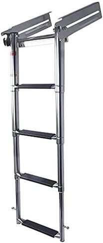 سلم من 4 خطوات من الفولاذ المقاوم للصدأ أسفل المنصة، سلم منزلق، سلم تلسكوبي للصعود على القارب - مزلاج زنبركي من نوع الضغط in Kuwait