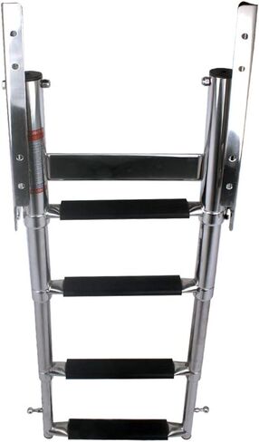 سلم من 4 خطوات من الفولاذ المقاوم للصدأ أسفل المنصة، سلم منزلق، سلم تلسكوبي للصعود على القارب - مزلاج زنبركي من نوع الضغط in Kuwait