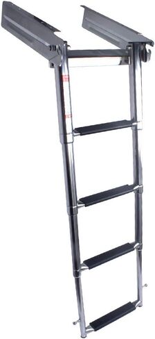 سلم من 4 خطوات من الفولاذ المقاوم للصدأ أسفل المنصة، سلم منزلق، سلم تلسكوبي للصعود على القارب - مزلاج زنبركي من نوع الضغط in Kuwait