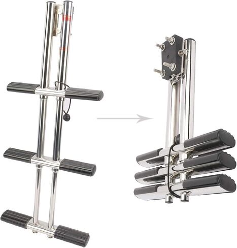 NovelBee 3 Step Dual Vertical Telescopic Boat Dive Ladder with transom mounting Bracket and Screws,316 Stainless Steel Sport Ladder for Marine Boat Yacht Swimming Pool in Saudi Arabia
