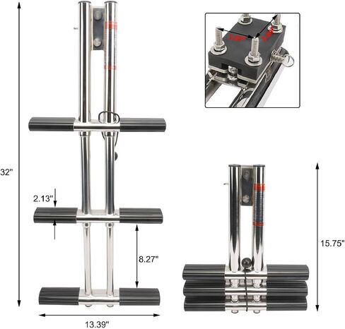 NovelBee 3 Step Dual Vertical Telescopic Boat Dive Ladder with transom mounting Bracket and Screws,316 Stainless Steel Sport Ladder for Marine Boat Yacht Swimming Pool in Saudi Arabia