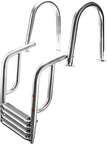 Amarine مصنوع من الفولاذ المقاوم للصدأ داخل اللوح 4 خطوات واسعة لحمام السباحة سلم عائم قابل للطي لقارب بحري ويخت حمام سباحة بسعة 550 رطل 40460S in Kuwait