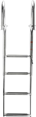 Amarine مصنوع من الفولاذ المقاوم للصدأ داخل اللوح 4 خطوات واسعة لحمام السباحة سلم عائم قابل للطي لقارب بحري ويخت حمام سباحة بسعة 550 رطل 40460S in Kuwait