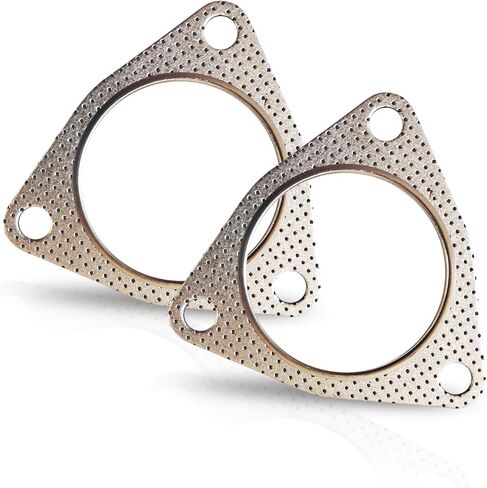2 PCS Car Exhaust Gasket, Durable Metal 500MPa Vehicle Seal Accessories with 3 Holes, Universal Waterproof Oval Automotive Exhaust Gasket Replacements for Truck SUV Car (Silver #2.5In) in Saudi Arabia