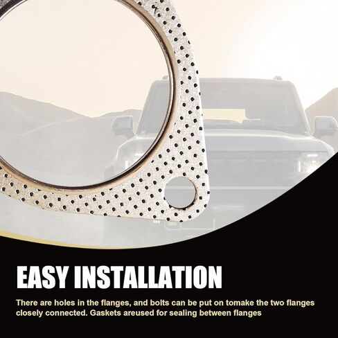 2 PCS Car Exhaust Gasket, Durable Metal 500MPa Vehicle Seal Accessories with 3 Holes, Universal Waterproof Oval Automotive Exhaust Gasket Replacements for Truck SUV Car (Silver #2.5In) in Saudi Arabia