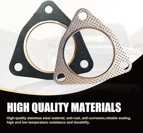 2 PCS Car Exhaust Gasket, Durable Metal 500MPa Vehicle Seal Accessories with 3 Holes, Universal Waterproof Oval Automotive Exhaust Gasket Replacements for Truck SUV Car (Silver #2.5In) in Saudi Arabia