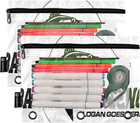 Gredecor Binder قلم رصاص الحقيبة 3 حلقة بريق الأزرق الوردي زيبر قلم رصاص الحقائب حالة 2 حزمة منظم الموثق واضحة لمكتب المدرسة in Kuwait