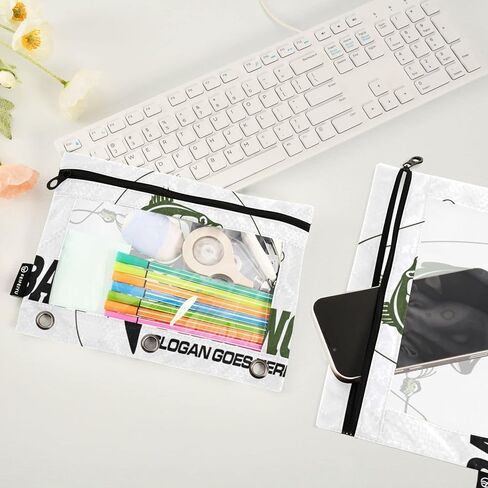 Gredecor Binder قلم رصاص الحقيبة 3 حلقة بريق الأزرق الوردي زيبر قلم رصاص الحقائب حالة 2 حزمة منظم الموثق واضحة لمكتب المدرسة in Kuwait