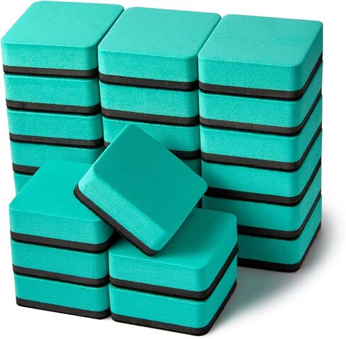 Favide 24 Pack Magnetic Whiteboard Dry Erase Erasers Chalkboard Cleansers for Classroom, School Supplies(Square, Black) in Saudi Arabia