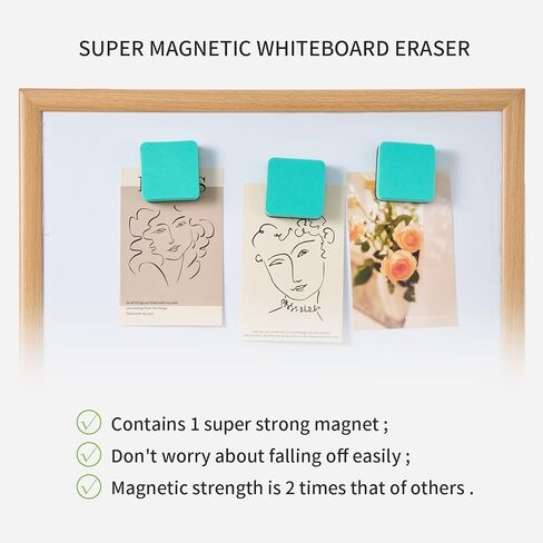 Favide 24 Pack Magnetic Whiteboard Dry Erase Erasers Chalkboard Cleansers for Classroom, School Supplies(Square, Black) in Saudi Arabia