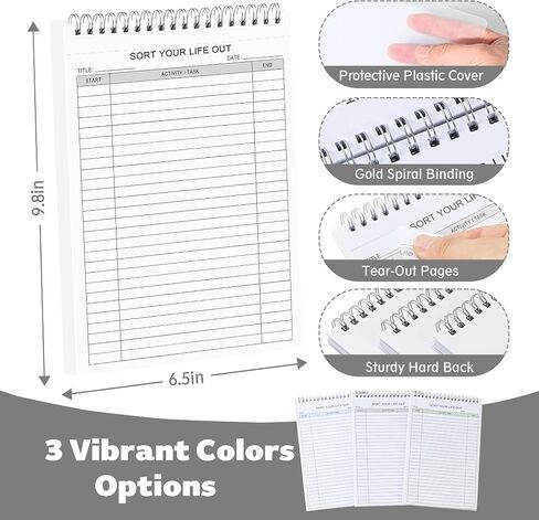 Activity Log 3 Pack- 312 Pages Tear Off Lined Undated To Do List Notepad Double Side Printed with Activity Log Pad, Keep Your Daily Task Organized, 6.5" x 9.8" Planning Pad in Saudi Arabia