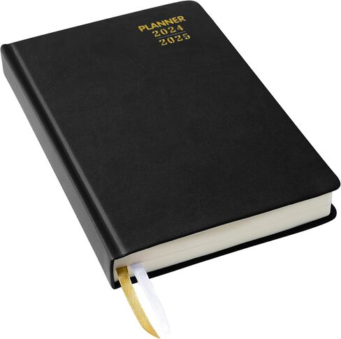 2024 Daily Planner One Page A Day - Academic Year Calendar (July 2024 - June 2025) for Time Management with Note & Contact Pages Hourly Appointment Book, Hardcover, Leather Cover 5.5" x 8.5" Black in Saudi Arabia