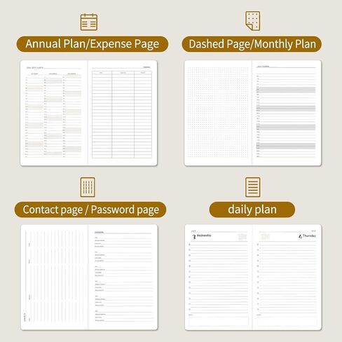 2024 Daily Planner One Page A Day - Academic Year Calendar (July 2024 - June 2025) for Time Management with Note & Contact Pages Hourly Appointment Book, Hardcover, Leather Cover 5.5" x 8.5" Black in Saudi Arabia