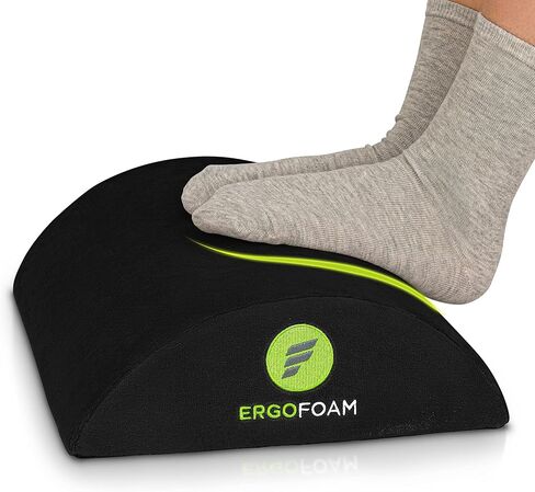مسند قدم مريح من ErgoFoam تحت المكتب - مسند قدم إسفنجي ناعم مخملي فاخر للمكتب - مسند قدم المكتب الأكثر راحة في العالم لألم أسفل الظهر والظهر والركبة - كرسي هزاز للقدم (رمادي) in Saudi Arabia