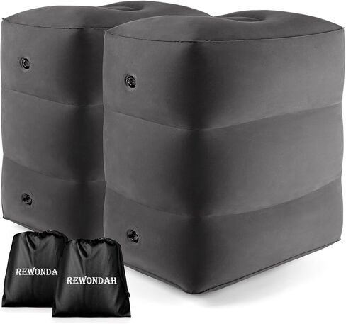 [2-Pack] Rewondah Inflatable Foot Rest Airplane, Kids Airplane Bed | Adjustable Height Travel Foot Rest Pillow | Toddler Airplane Seat Extender | Inflatable Foot Rest for Air Travel Flights Train, Car in Saudi Arabia