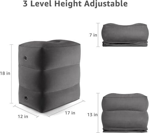 [2-Pack] Rewondah Inflatable Foot Rest Airplane, Kids Airplane Bed | Adjustable Height Travel Foot Rest Pillow | Toddler Airplane Seat Extender | Inflatable Foot Rest for Air Travel Flights Train, Car in Saudi Arabia