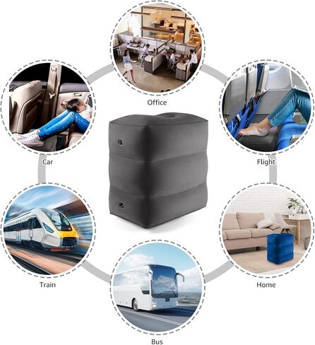 [2-Pack] Rewondah Inflatable Foot Rest Airplane, Kids Airplane Bed | Adjustable Height Travel Foot Rest Pillow | Toddler Airplane Seat Extender | Inflatable Foot Rest for Air Travel Flights Train, Car in Saudi Arabia