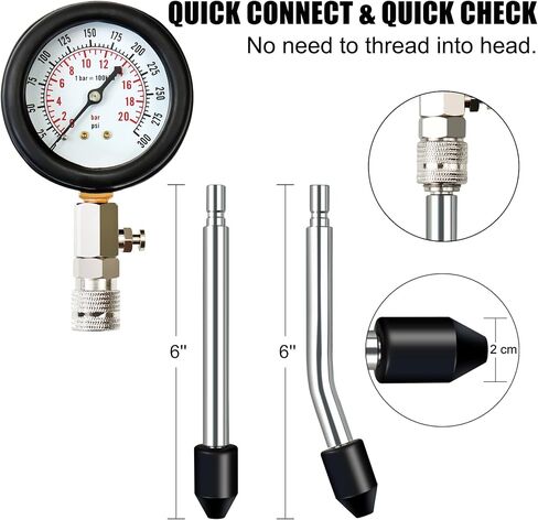 Cylinder Compression Tester, 8PCS Small Engine Pressure Gauge Diagnostic Tool Kit for Automotive Cylinder Compression Test on Gasoline Car Motorcycle Truck, 4 Extension Rods in Saudi Arabia
