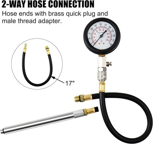 Cylinder Compression Tester, 8PCS Small Engine Pressure Gauge Diagnostic Tool Kit for Automotive Cylinder Compression Test on Gasoline Car Motorcycle Truck, 4 Extension Rods in Saudi Arabia