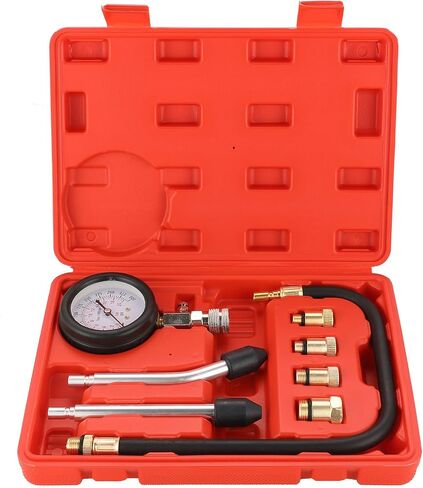 Compression Tester Automotive Tool Petrol, Gas Engine Compression Gauge Compression Tester Kit, Professional Engine Cylinder Compression Tester Kit (Red) in Saudi Arabia