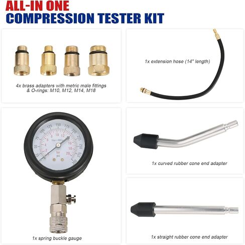 Compression Tester Automotive Tool Petrol, Gas Engine Compression Gauge Compression Tester Kit, Professional Engine Cylinder Compression Tester Kit (Red) in Saudi Arabia