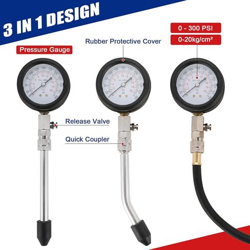 Compression Tester Automotive Tool Petrol, Gas Engine Compression Gauge Compression Tester Kit, Professional Engine Cylinder Compression Tester Kit (Red) in Saudi Arabia