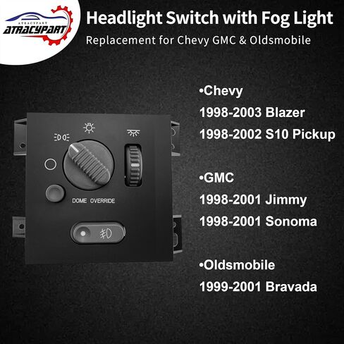 Headlight Switch & Fog Light Switch | Replacement for 2003-2007 Chevy Silverado Suburban Tahoe Avalanche GMC Sierra Yukon Cadillac Escalade & More | Replaces# 19381535, 15143597 in Kuwait