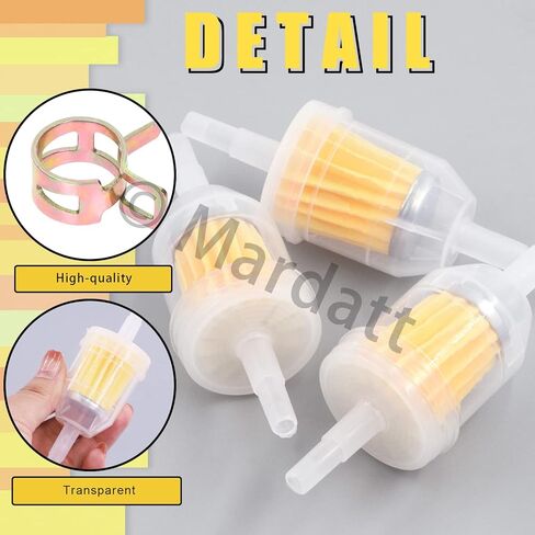 16PCS 1/4" Fuel Line Set Includes 1/4 Inch 6.5 Feet Fuel Line, Gas Inline Fuel Filters, Adjustable Stainless Steel Worm Gear Hose Clamps and Z-shape Wrench for Boat Marine Machines in Saudi Arabia