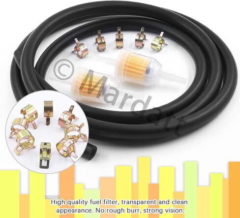 16PCS 1/4" Fuel Line Set Includes 1/4 Inch 6.5 Feet Fuel Line, Gas Inline Fuel Filters, Adjustable Stainless Steel Worm Gear Hose Clamps and Z-shape Wrench for Boat Marine Machines in Saudi Arabia