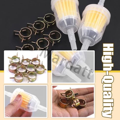 16PCS 1/4" Fuel Line Set Includes 1/4 Inch 6.5 Feet Fuel Line, Gas Inline Fuel Filters, Adjustable Stainless Steel Worm Gear Hose Clamps and Z-shape Wrench for Boat Marine Machines in Saudi Arabia