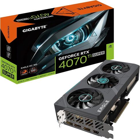 GIGABYTE GeForce RTX 4070 Ti Super Eagle OC 16G Graphics Card, 3X WINDFORCE Fans, 16GB 256-bit GDDR6X, GV-N407TSEAGLE OC-16GD Video Card in Saudi Arabia