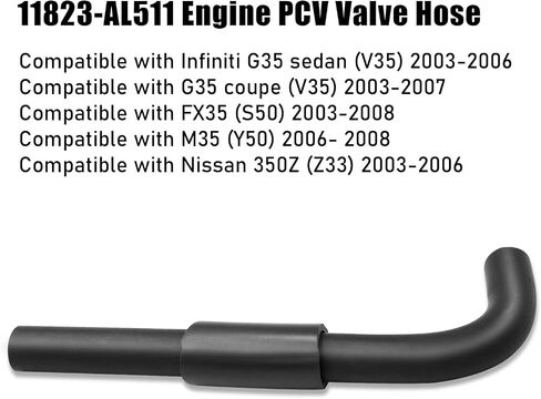 خرطوم صمام PCV لمحرك Jaronx 11823-AL511 متوافق مع Nissan 350Z 2003-2006، خرطوم Infiniti G35 M35 FX35 Crankcase Breather PCV in Saudi Arabia