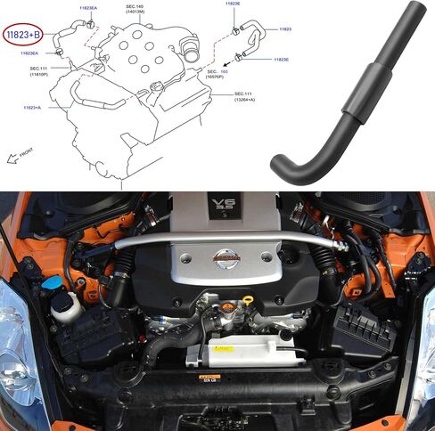 خرطوم صمام PCV لمحرك Jaronx 11823-AL511 متوافق مع Nissan 350Z 2003-2006، خرطوم Infiniti G35 M35 FX35 Crankcase Breather PCV in Saudi Arabia
