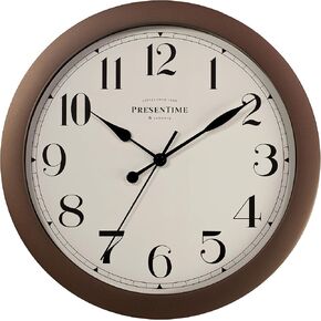 Presentime & Co 11.5" Farmhouse Antique Bronze/Rustic Round Decorative Wall Clock, Quartz Movement, Battery Operated, Rustic Bronze Finish