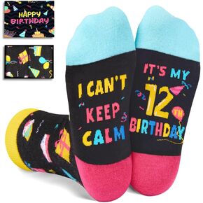 HAPPYPOP 8th Birthday Gifts for 8 Year Old Girls Boys, Gifts for Boys Girls Age 8, Crazy Silly Funny Socks for Kids, Kids Novelty Socks