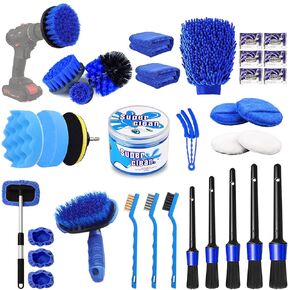 Car Detailing kit, 35PCS Car Detailing Brush Set, Windshield Cleaner Tool, Car Detailing Brushes, Car Wash Kit with Cleaning Gel, Car Cleaning Tools Kit for Interior,Exterior, Wheels, Dashboard